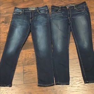 2 pairs of AEO size 16L, both have small mark